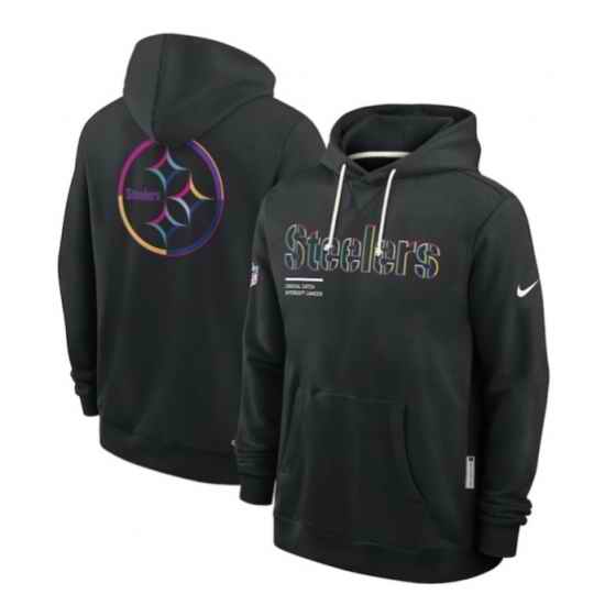 Men Pittsburgh Steelers Black 2025 Crucial Catch Club Pullover Hoodie